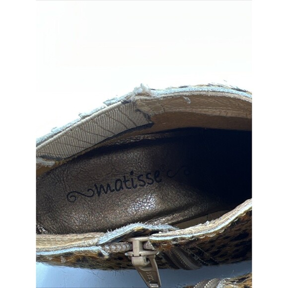 Matisse Nugent Wedge Bootie Cow Hair in Leopard Leather real fur Size 9.5 - Picture 13 of 16